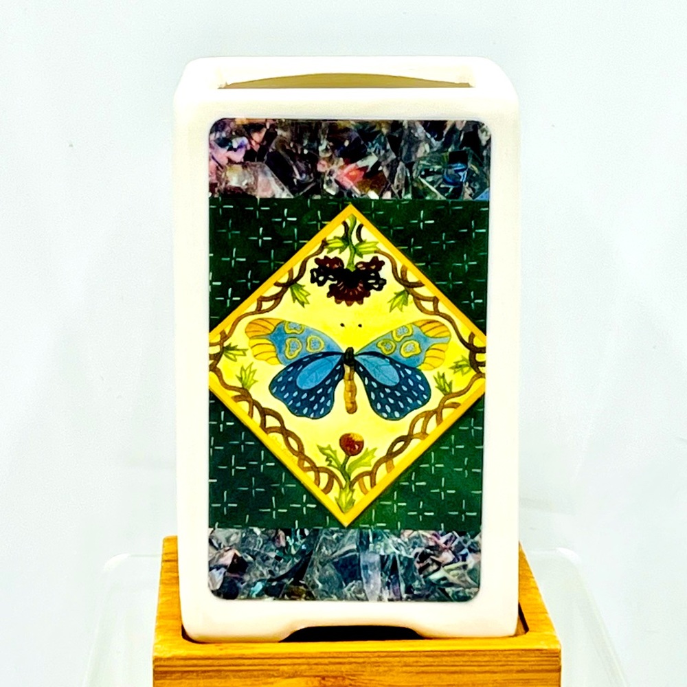 BUTTERFLY Hand Crafted Art Home Decor Planter Office Pencil Holder Garden Gifts
